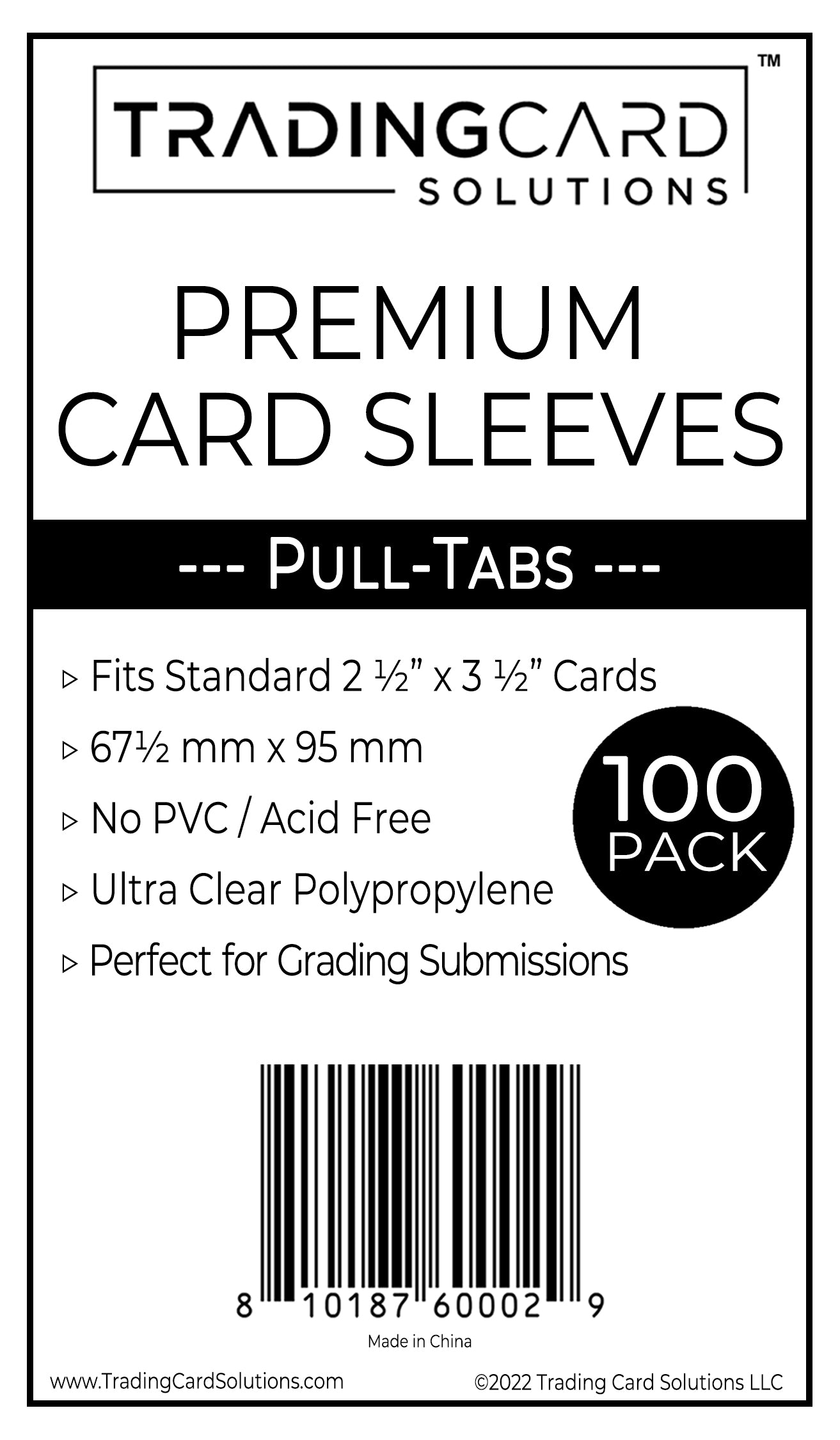 Premium Card Sleeves with 20mm Pull Tabs - Clear (100 Count)