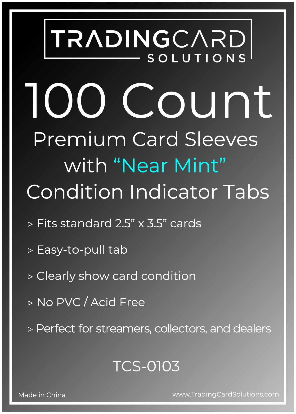 Premium Card Sleeves with 20mm Pull Tabs - Condition Indicators (100 Count)