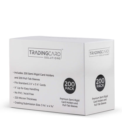 Premium Semi-Rigid Card Holders (200 Pack with 200 Tabbed Sleeves)