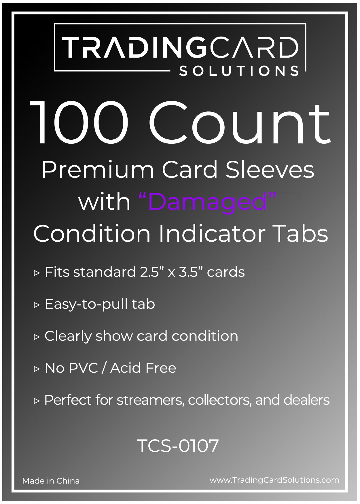 Premium Card Sleeves with 20mm Pull Tabs - Condition Indicators (100 Count)