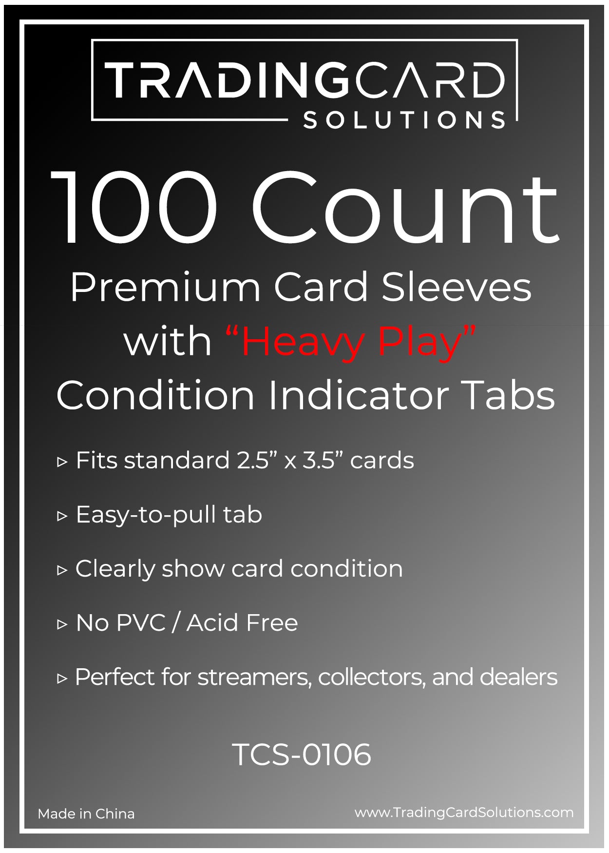 Premium Card Sleeves with 20mm Pull Tabs - Condition Indicators (100 Count)