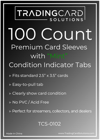 Premium Card Sleeves with 20mm Pull Tabs - Condition Indicators (100 Count)