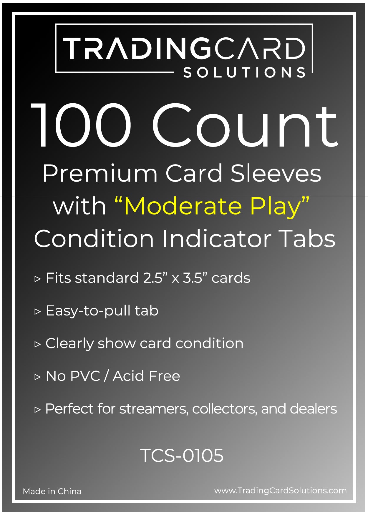 Premium Card Sleeves with 20mm Pull Tabs - Condition Indicators (100 Count)